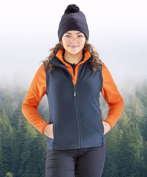 Womens printable softshell bodywarmer with recycled fleece inner