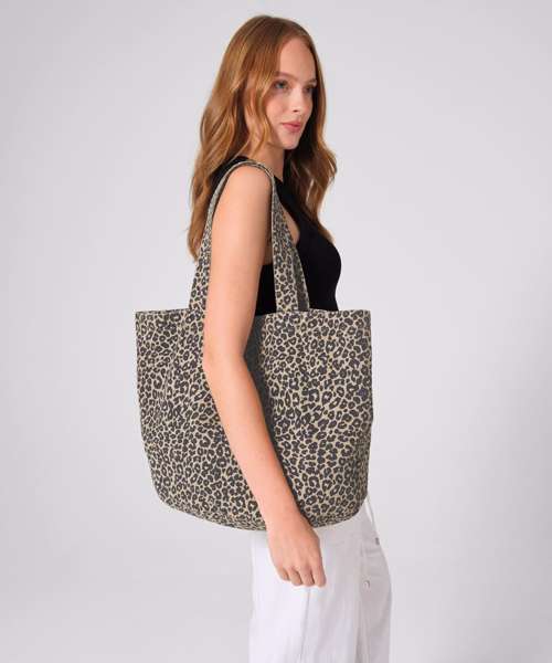 Leopard print canvas shopper