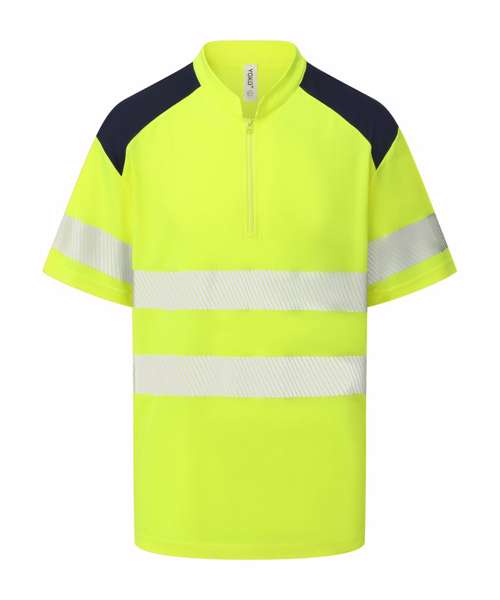 Hi-vis mandarin collar zip neck comfort trim polo (HVJ230)